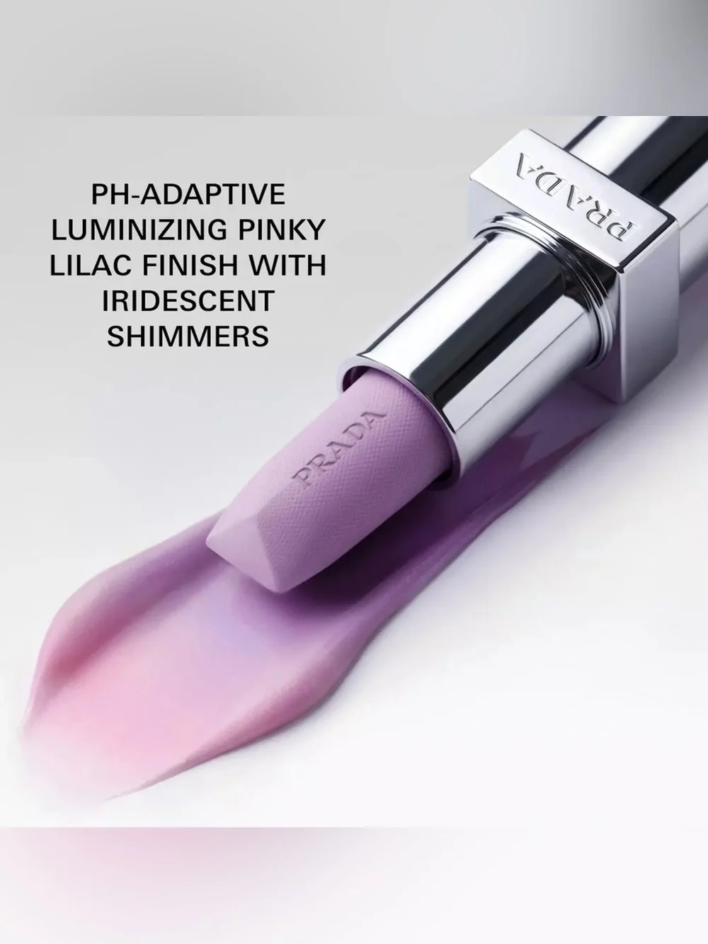 Prada Balm in U003 Wisteria Gleams PH Pinky Lilac Finish with Iridescent Shimmer